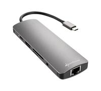 USB 3.0 Type C Combo Adapter scheda di interfaccia e adattatore HDMI, RJ-45, USB 3.2 Gen 1 (3.1 Gen 1), Docking station grigio scuro, USB tipo-C, HDMI,RJ-45,USB 3.2 Gen 1 (3.1 Gen 1), Grigio, 132 m, 5 Gbit/s, 130 mm