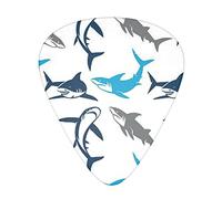 Sharks Plettri per chitarra Set da 12 pezzi per chitarra acustica, chitarra elettrica, contrabbasso, ukulele