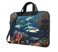 Sharks under the sea Borsa a tracolla per computer portatile stampata valigetta facile da usare quando si viaggia per affari