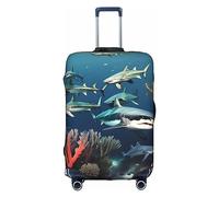 Sharks Under The Sea - Copertura protettiva per trolley e bagagli, antigraffio, 45,7-81,7 cm, adatta per viaggi, viaggi di lavoro, bianco, S