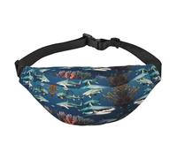 Sharks under the sea - Marsupio a tracolla grande, alla moda, da viaggio, casual, per ragazzi, adatto per sport, corsa, ciclismo, viaggi, pesca