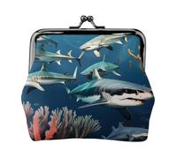 Sharks Under The Sea - Mini portafoglio da donna in pelle con chiusura a bacio