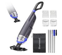 Sharkswell Aspirapolvere per piscina senza fili con asta telescopica, potente aspirazione di 60 minuti e testa grande, detergente portatile ricaricabile per piscine fuori terra, piscine interrate