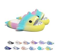 Sharky Chanclas, Cloud Shark Slides, Ciabatte Squalo Estive Donna Uomo Pantofole da Bagno Comode Pantofole da spiaggia antiscivolo (42-43 EU, Yellow&green&pink)