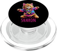 Sharon - Design colorato con gatto che balla per ragazze, nome Sharon PopSockets PopGrip per MagSafe