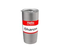 Sharon, targhetta con scritta "Hello My Name is Name" Bicchiere termico in acciaio inox doppia parete