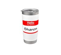 Sharon, targhetta con scritta "Hello My Name is Name" Bicchiere termico in acciaio inox doppia parete