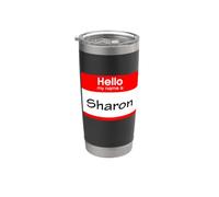 Sharon, targhetta con scritta "Hello My Name is Name" Bicchiere termico in acciaio inox doppia parete