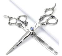 SHARONDS Forbici professionali per capelli da 6/7 pollici con zaffiro personalizzato forbici da parrucchiere Salon in acciaio inox Set 40-45% tasso di diluizione (7 pollici 2 pezzi)