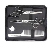 Sharonds - Set di forbici professionali da parrucchiere, 15 cm, set di forbici da barbiere e regolatore per pettini