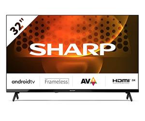 Sharp 32FH6EA 32" LED Smart TV, Frameless, HD Ready Android 11, DVB-T2/S2, Wi-Fi, 3xHDMI 2.1, 2xUSB, Chromecast Integrato, Dolby Digital Plus, DolbyAC-4, Nero