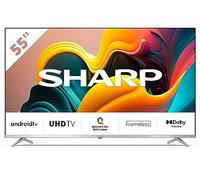 Sharp 55FP6EA 55" Quantum Dot Smart TV, Frameless, UHD Android 11, DVB-T2/S2, Wi-Fi, Grigio, 4xHDMI 2.1, 2xUSB, Micro SDx1, Chromecast integrato, Dolby Digital Plus, DolbyAC-4, HDR