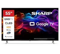 Sharp 55HP5365E - GOOGLE TV, 55" UHD, FRAMELESS, 60Hz, QLED, HDR10, Dolby Vision HDR, Google Assistant con microfono, Chromecast, Bluetooth, DOLBY Atmos 2x12W, HDMI 2.1 x4, USBx2, Colore nero