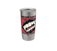 Sharp Amore Vampiro Zanne Labbra Gotico Halloween Spooky Babe Bicchiere termico in acciaio inox doppia parete