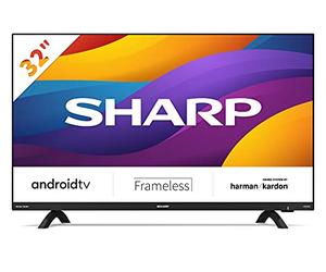 Sharp Aquos 32Di6E Frameless Android 9.0 Smart Tv 10 Bit, Hd Ready Led Tv, Wi-Fi, Dvb-T2/S2, 1366 x 768 Pixels, 3Xhdmi 2Xusb, 2021 i Efficienza Energetica F, Nero, 32 Pollici
