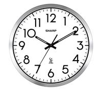 Sharp Atomic Analog Wall Clock - 12" Silver Brushed Finish - Sets Automatically- Battery Operated - Easy to Read - Easy to Use- Modern Design and Style