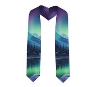 Sharp Corner Graduation Shawl Ribbon YYHWHJDE Northern Lights Painting Pattern - Stola di raso per cerimonie di laurea, regalo per figli, figlie, amici e sorelle