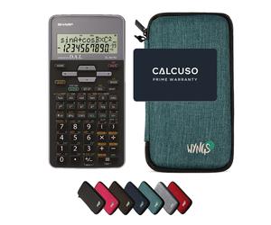 Sharp EL-531TH Grigio con Custodia Protettiva WYNGS inclusa Turchese - Calcolatrice Scientifica - Pacchetto Base
