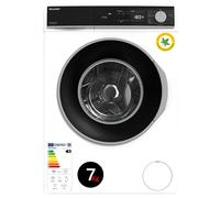 Sharp ES-NFA714BW1NA-DE - Lavatrice con caricamento frontale, 7 kg, 1400 giri/min/motore inverter, 15 programmi inclusi 12 minuti, programma breve/AquaStop/bianco