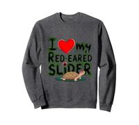 Sharp I Love My Red Eared Slider Turtle Moms Dads Novità Felpa