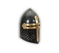 SHARP MEDIEVAL Casco da crociato con elmo di Pan di Zucchero, finitura nera opaca, armatura in acciaio, elmo greco romano, centurione, design vintage, costume da guerriero di Halloween, da uomo, idea