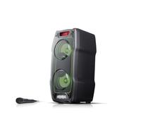 Sharp PS-929 - Altoparlante Bluetooth per feste (180 Watt, batteria integrata con 13 ore di gioco, super basso, effetti di luce LED, microfono incluso), colore: Nero