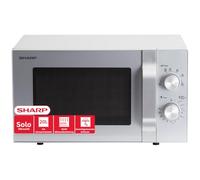 Sharp R204S Solo-Microonde/20 L/800 W/6 livelli di potenza/timer da 30 minuti a 00 secondi/scongelamento controllato dal peso/piatto girevole in vetro (24,5 cm)/argento