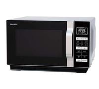 Sharp R260S Solo Microonde / 800W / 20L / 5 livelli di potenza / 8 programmi automatici AutoCook con programma Popcorn/Forchetta piatta (non piatto girevole) / Nero/Argento