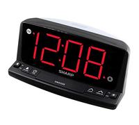 SHARP Sveglia digitale a LED, funzionamento semplice, facile da vedere, numeri grandi, luce notturna integrata, allarme acustico forte con grande display a cifre rosse e snooze luminoso