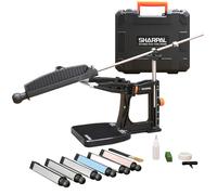 SHARPAL 202H Sistema di Affilacoltelli Professionale - Affilatore ad Angolo Regolabile 10°-35° con 7 Piastre Abrasive (Diamante 220/325/600/1000, Cote 3000/6000, Coramella) e Custodia Regalo