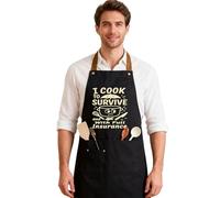 SHARPDO Divertente grembiule nero per uomini e donne - BBQ & Grembiule da cucina con scritta | Grembiule da barbecue da uomo e donna | idea regalo per compleanno e festa del papà (1, AP05)