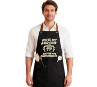 SHARPDO Divertente grembiule nero per uomini e donne - BBQ & Grembiule da cucina con scritta | Grembiule da barbecue da uomo e donna | idea regalo per compleanno e festa del papà (1, AP04)