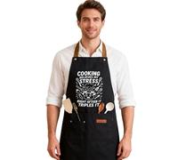 SHARPDO Divertente grembiule nero per uomini e donne - BBQ & Grembiule da cucina con scritta | Grembiule da barbecue da uomo e donna | idea regalo per compleanno e festa del papà (1, AP07)