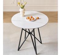 SHARPDO Tavolo da pranzo in pietra sinterizzata per 2-4 persone, tavolo da cucina rotondo 80 x 80 cm, anti graffio e anti-calore, telaio in acciaio, facile da pulire, tavolo da pranzo dal design