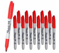 Sharpie, 12 pennarelli indelebili a punta fine, per metallo, carta e plastica, colore rosso