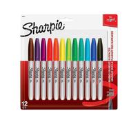 Sharpie 30072 Pennarello permanente a punta fine, assortiti, 12 pezzi/set