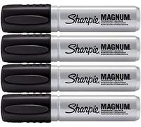 Sharpie 44001 - Set di 4 pennarelli permanenti a punta smussata extra large e extra larga, colore nero, punta smussata in feltro extra largo, inchiostro ad asciugatura rapida, resistente allo