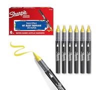 Sharpie Creative Marker Pennarelli Acrilici per Hobby Creativi | Pennarelli a base d'acqua con punta a pennello | Ideali per Fai da TeDecorazioni e Scuola | Giallo | 6 Pezzi