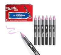 SHARPIE Creative Marker Penne per pittura acrilica | Pennarelli a base d'acqua con punta a pennello | Penne colorate | Materiale scolastico | Rosa | 6 Pezzi