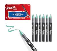 SHARPIE Creative Marker Penne per pittura acrilica | Pennarelli a base d'acqua con punta a pennello | Penne colorate | Materiale scolastico | Verde Lago | 6 Pezzi