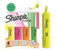 SHARPIE Fluo XL Evidenziatori, Punta a Scalpello, Colori Fluorescenti Assortiti, Set di 4 Evidenziatori