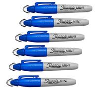 Sharpie Mini pennarelli permanenti con portachiavi per chiavi, catene e cordini, punta a proiettile, colore blu [confezione da 6]