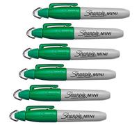 Sharpie Mini pennarelli permanenti con portachiavi per chiavi, catene e cordini, punta a proiettile, punta fine, colore verde [confezione da 6]