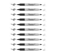 SHARPIE Pennarelli indelebili a doppia punta, inchiostro nero, confezione da 10, punta fine e ultra fine