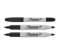 Sharpie Pennarelli indelebili doppia punta, inchiostro nero, punta fine e ultra fine, confezione da 3