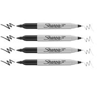 Sharpie Pennarelli indelebili a doppia punta, punta fine e ultra fine, colore nero, 4 pezzi in un sacchetto di plastica
