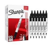 Sharpie (S0811100) Pennarelli indelebili a doppia punta, confezione da 12, nero