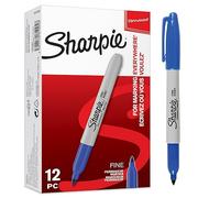 Sharpie Pennarelli indelebili, punta fine, blu, scatola da 12