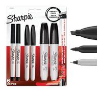 Sharpie Pennarelli Permanenti Confezione Varietà | Punta Ultra Fine, Fine e Scalpello | Inchiostro Nero | Confezione da 6