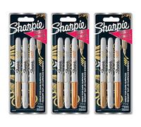 Sharpie Pennarelli permanenti metallizzati, punta fine, confezione da 9, colori metallici assortiti, oro, argento, bronzo